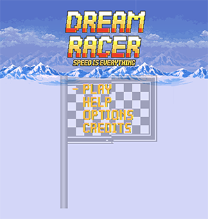 Title screen of JavaScript game Dream Racer