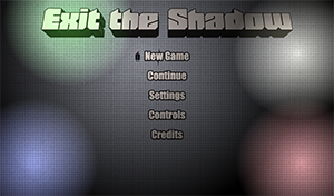 Title screen of JavaScript game Exit the Shadow