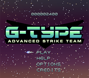 Title screen of JavaScript game G-Type