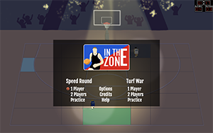 Title screen of JavaScript game In the Zone